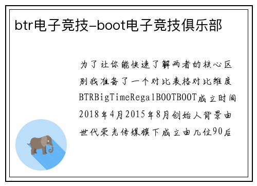 btr电子竞技-boot电子竞技俱乐部
